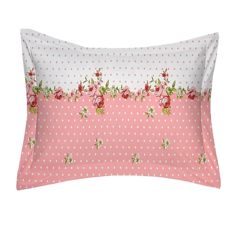STARNSTYLE Premium 160 TC Egyptian Cotton Bedsheet Set for Single Bed with Pillow Cover - Pink White Floral - Image 4